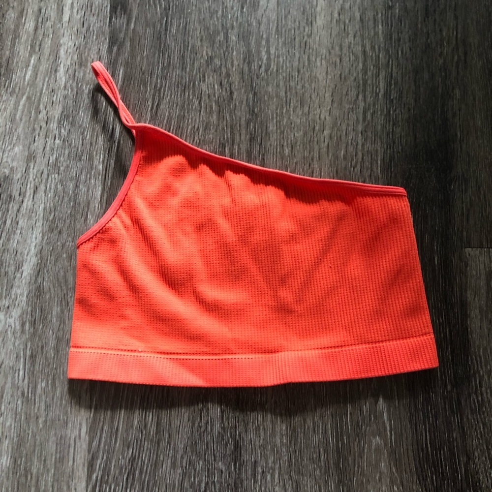 Nikibiki Orange Ribbed One Shoulder Crop Top Camisole